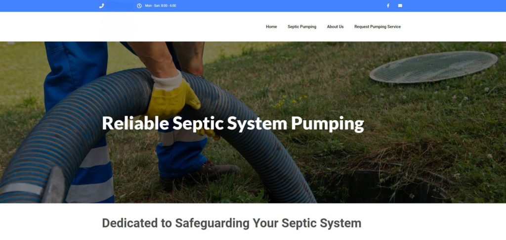 Screenshot of a septic system pumping website