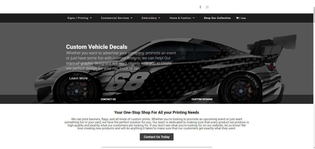 Custom Designed Website For Sign Company
