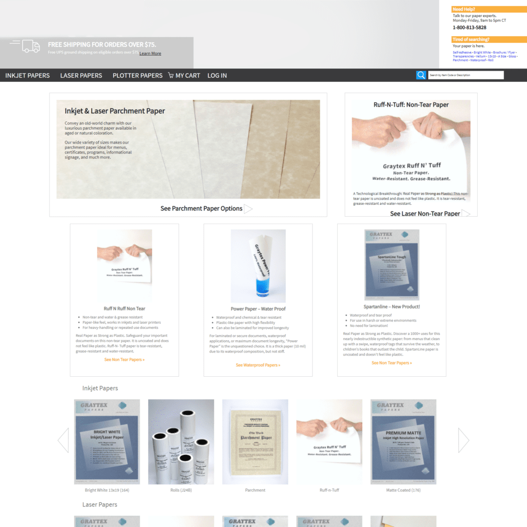 Custom Designed Website For Paper Company
